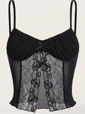SHEIN Black Lace Bustier Camisole Top